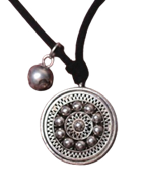 民族风手工苗银圆形铜鼓毛衣链女