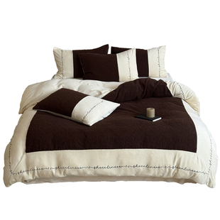 纯实拍︱法式高级感玫瑰提花焦糖色仿羊绒四件套冬季加厚牛奶绒款