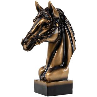 轻奢高档马头模型办公室马首摆件酒店会所家居客厅酒柜工艺装饰品