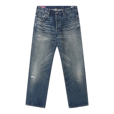 日本贝原直筒水洗做旧赤耳牛仔裤