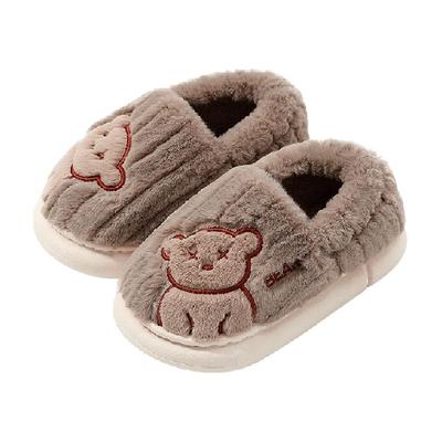 猪爸爸卡通小熊儿童冬季棉拖鞋