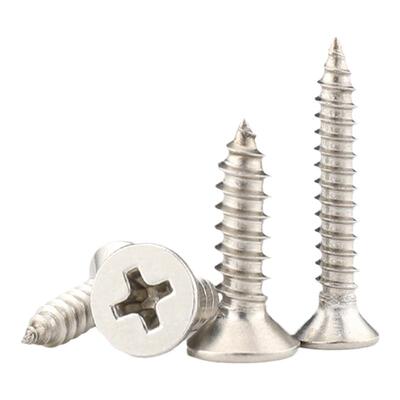 304不锈钢自攻螺丝十字沉头平头