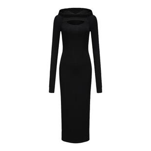 madeinnormal设计师品牌LOOKNOW春秋黑色镂空性感女神裙