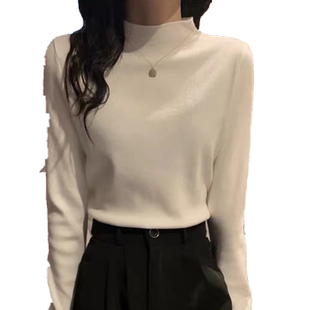 半高领打底衫长袖加绒秋冬季2025年新款女装内搭纯色外穿百搭上衣