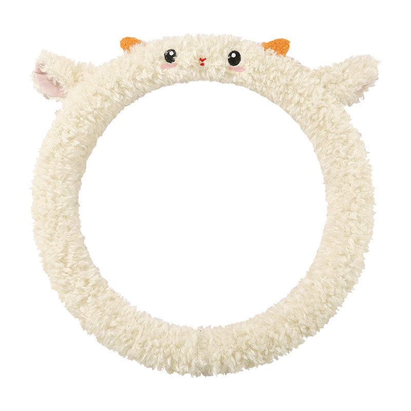 冬季毛绒汽车方向盘套可爱卡通女车把套羊羔绒保暖防滑通用车内饰