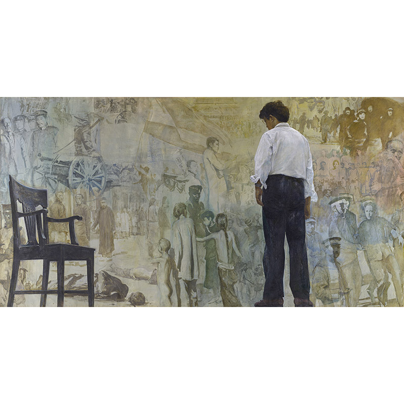 在我的空间思考历史陈逸飞高清油画原版作品图片素材