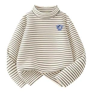 迪士尼男女童半高领打底衫春秋款2025新款内搭上衣德绒舒适长袖t