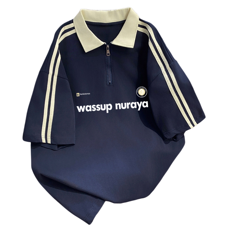 wassupnuraya美式纯色短袖重磅纯棉宽松上衣夏季新款POLO衫男装