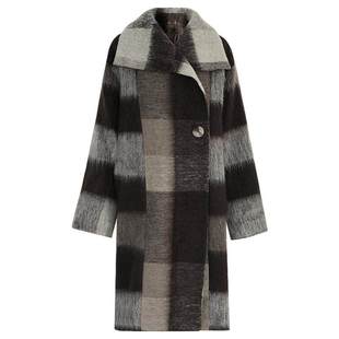 COCOBELLA设计感大翻领格子羊毛大衣女加厚保暖毛呢外套WL3008