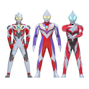 灵动创想正版奥特曼必杀技玩具儿童男孩迪迦赛罗声光人偶新年礼物