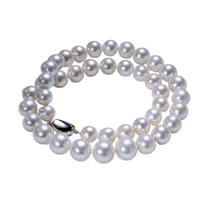 BRI.R/佰色传情9-11mm冷白强光淡水珍珠S925银扣大颗粒项链锁骨链