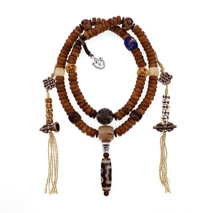 卡杰格朵.原创西藏老料牦牛骨佛珠手串108颗藏式牛骨天珠玛瑙手链