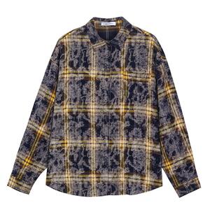 Beikastudios扎染格子衬衫女长袖春秋美式复古美拉德休闲外套衬衣