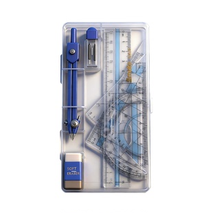 思迈特尺规7件套收纳盒学生专用金属圆规塑料尺子根号尺套装C609