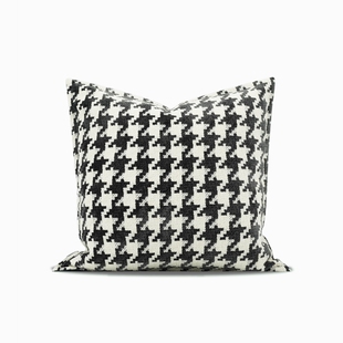 『素年锦时』黑白色大千鸟格棉麻靠垫北欧抱枕样板间别墅方枕