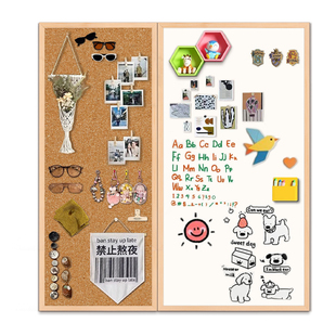 实木框白板写字板磁吸墙贴挂墙式可擦写画板墙面涂鸦墙DIY展示板照片墙走廊客厅家用装饰玄关绿板软木板定制