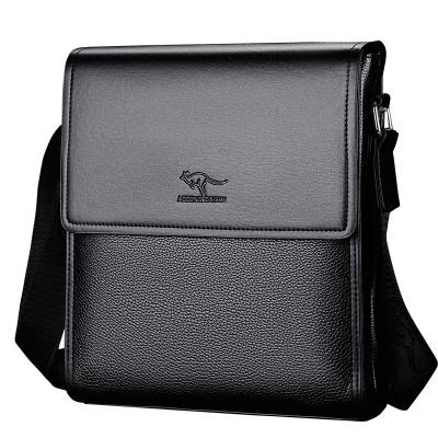 男包单肩斜挎竖款二层真皮