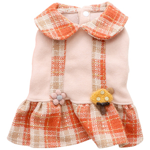 泰迪约克夏贵宾狗狗专用秋冬款小衣服学院派格子背带裙宠物连衣裙