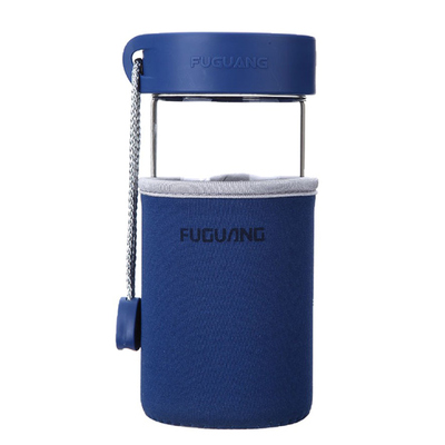 富光时尚带盖防漏儿童单层玻璃杯