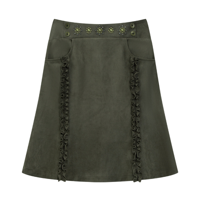 unnone item 原创复古烫钻花边暗纹仿麂皮修身小鱼尾半身裙女秋冬