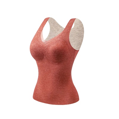 带胸垫一体式德绒磨毛保暖背心女