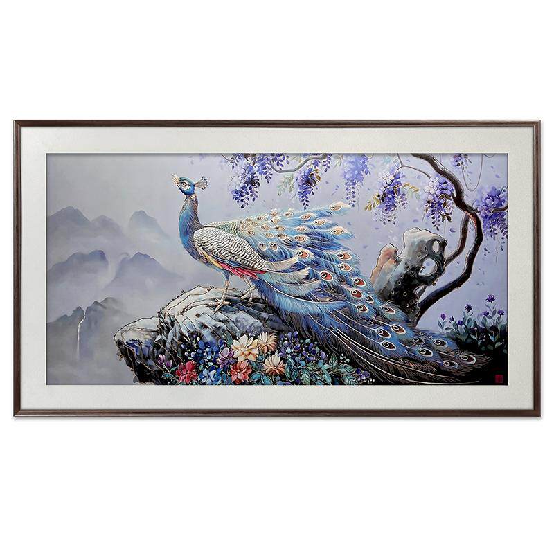 黄铜金孔雀)铜雕画师傅手工錾刻沙发背景画客厅挂画装饰玄关