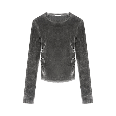 OMITI进口微透光泽修身长袖T恤