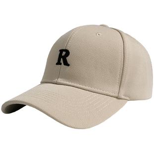 鸭舌帽女士潮流2025新款R字母硬顶帽子春夏韩版遮阳白色棒球帽男