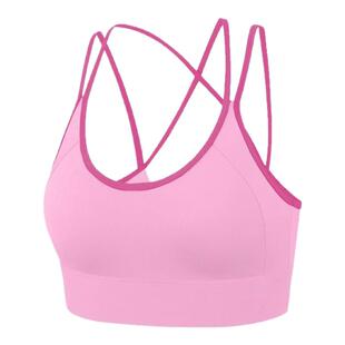 大码运动内衣女防震跑步瑜伽背心细肩带交叉美背一体式文胸垫夏季
