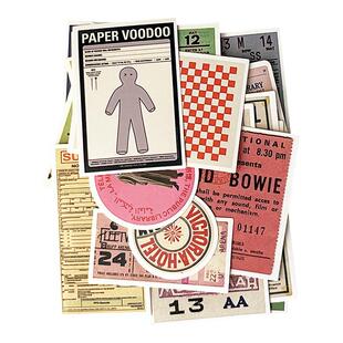 打底背景标签手帐贴纸素材包 格子复古英文票据可撕实用拼贴装饰