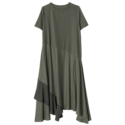 不规则下摆拼接T恤裙2026春夏新