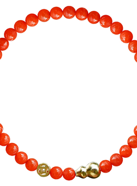 补火手串天然南红玛瑙手链五行喜火缺火红色米珠本命年柿子红手绳