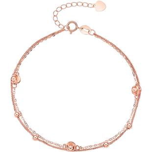 周大生18K金手链玫瑰金彩金双层叠戴经典猫眼砂手饰新年礼物女生