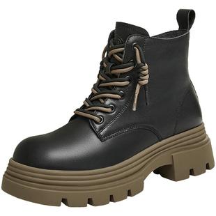 张淼怡同款Tata他她魔法靴厚底马丁靴女靴子加绒短靴冬CES01DD4