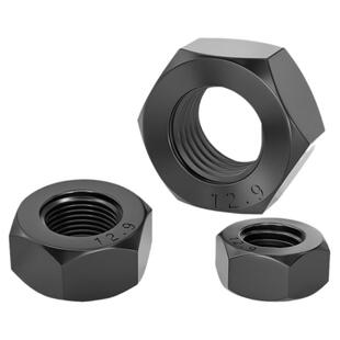 12.9级高强度黑色螺母 螺丝帽细牙螺帽M6M8M10M12M14M16M20M27mm