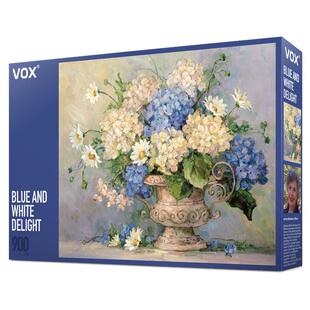 VOX拼图成人900片1000片减压拼图芭拉拉静物花卉蓝白之悦陛下玫瑰