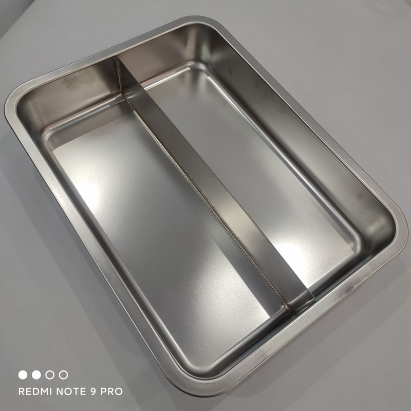 不锈钢海鲜拼盘烤鱼盘双格凉菜盘夜市小吃麻辣烫涮煮锅油炸小吃盘