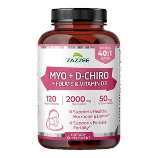 美国原装ZAZZEE肌醇Myo和D-Chiro混合DCI Inositol含叶酸维生素D3