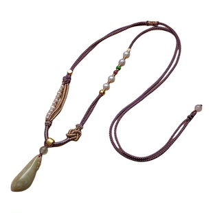 寄予多宝珍珠手工编织吊坠绳玉佩玉坠可调节挂脖挂件项链绳男女款