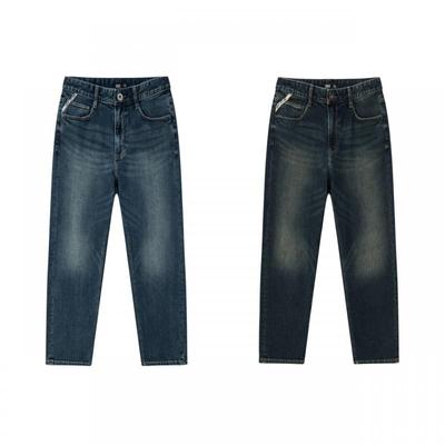 森马复古直筒裤时尚提花牛仔裤男