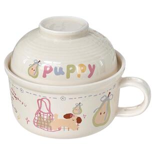 泡面碗带盖学生宿舍家用日式可爱北欧卡通大容量陶瓷汤碗面碗饭碗