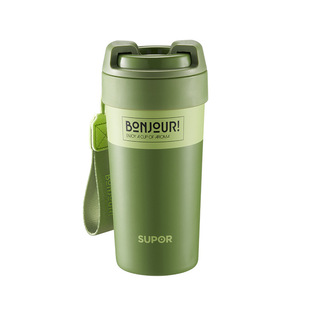 苏泊尔咖啡杯保温咔哒杯多巴胺抗菌陶瓷内胆吸管水杯大容量茶杯