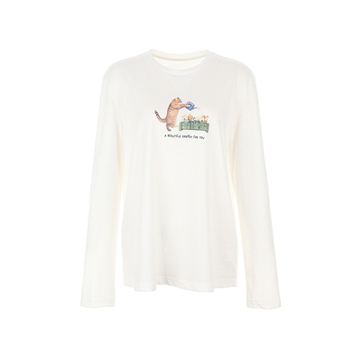 wanatry猫咪浇花治愈感长袖T恤