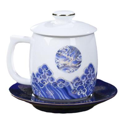 陶瓷茶杯过滤泡茶杯茶水分离青花