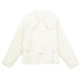 娃娃领小香风轻薄收腰菱格羽绒服女2025春秋新款小个子设计感外套