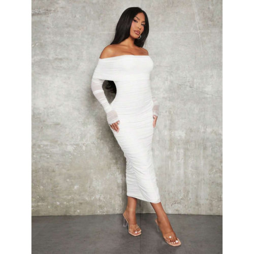 X 56780 Off-shoulder slim midi dress 露肩修身中长连衣裙