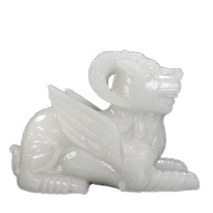 天然白玉上古神兽白泽赐福生肖桌面摆件玉石白泽瑞兽玄关客厅装饰