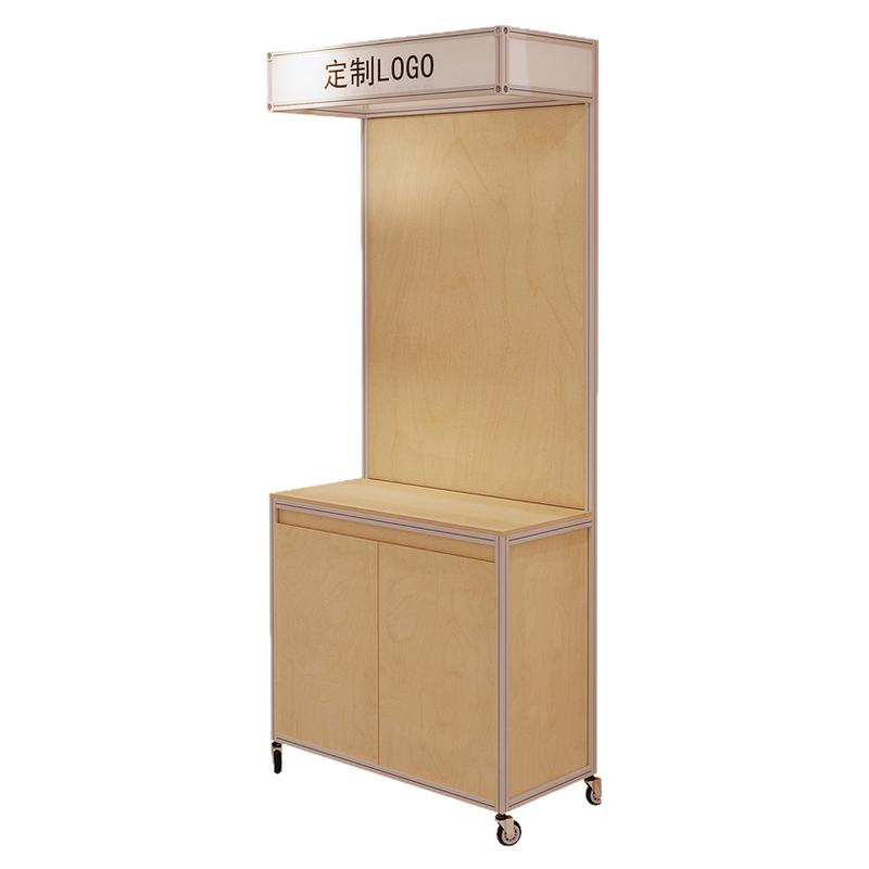 珠宝展示架木质陈列架移动式商用储物展示柜带灯箱现代简约置物架
