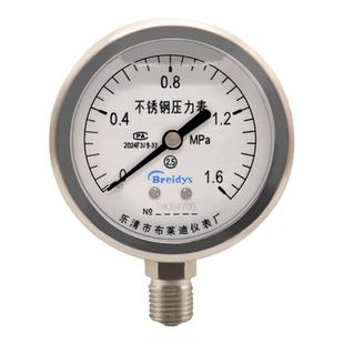 全304不锈钢耐震压力表YN60BF压力表0-1.6/100多量程水压气压油表