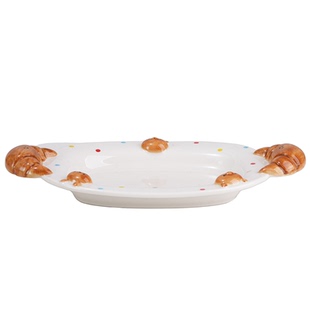 肆月双耳面包碗盘陶瓷餐盘异形特色创意网红餐具点心早餐可爱盘子